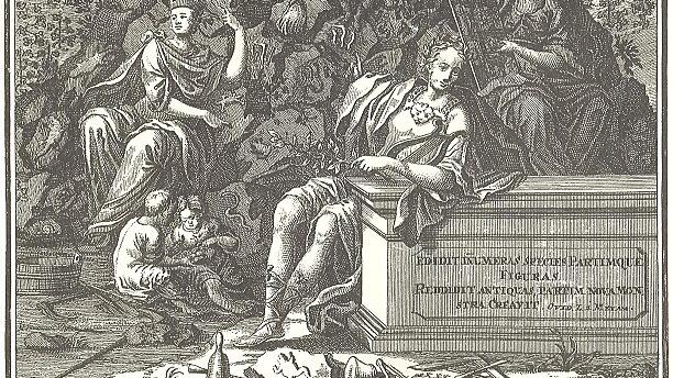 Frontispiz (Titelblatt) des 1726 veröffentlichten Buches „Lithographiae Wirceburgensis”. Es wurde geschaffen vom Nürnberger Zeichner und Kupferstecher Johann Georg Puschner. Frontispiz (Titelblatt) des 1726 veröffentlichten Buches „Lithographiae Wirceburgensis”. Es wurde geschaffen vom Nürnberger Zeichner und Kupferstecher Johann Georg Puschner.
