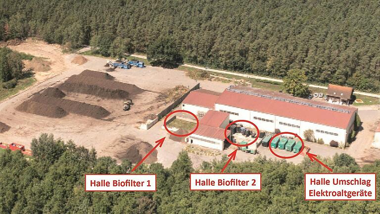 Eine Luftaufnahme des Kompostwerks im Kitzinger Klosterforst, wo demnächst drei neue Hallen entstehen werden. Eine Luftaufnahme des Kompostwerks im Kitzinger Klosterforst, wo demnächst drei neue Hallen entstehen werden.