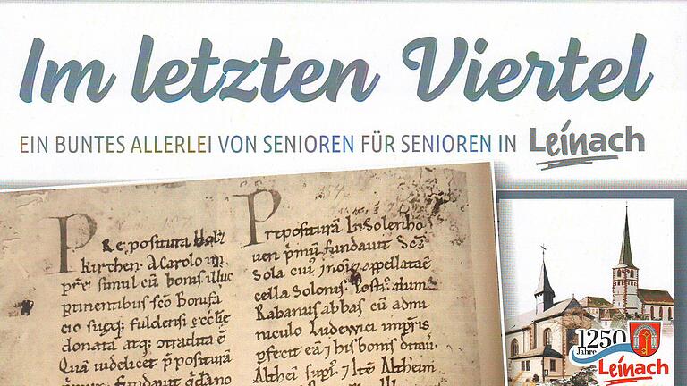 Das Titelbild der aktuellen Ausgabe zeigt eine Abbildung des Dokuments der ersten urkundlichen Erwähnung Leinachs aus dem Jahr 775 nach Christus sowie oben rechts das Symbolbild des diesjährigen 1250-jährigen Ortsjubiläums. Das Titelbild der aktuellen Ausgabe zeigt eine Abbildung des Dokuments der ersten urkundlichen Erwähnung Leinachs aus dem Jahr 775 nach Christus sowie oben rechts das Symbolbild des diesjährigen 1250-jährigen Ortsjubiläums.