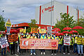 Beschäftigte im Kaufland-Logistikzentrum in Donnersdorf haben am Freitag an einem Warnstreik von Ver.di teilgenommen.