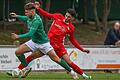 Egor Zelenskiy (links) vom TSV Abtswind im Duell mit Davide Pisanu vom ATSV Erlangen. Die Abtswinder verloren ihr Bayernliga-Heimspiel trotz Überzahl gegen Erlangen mit 0:1.