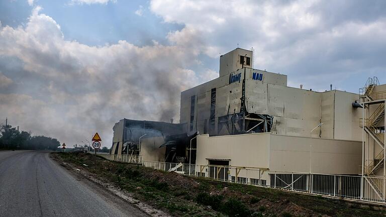 Das Knauf-Werk nahe der ukrainischen Stadt Soledar ist im Mai von einer Rakete getroffen worden. Das Knauf-Werk nahe der ukrainischen Stadt Soledar ist im Mai von einer Rakete getroffen worden.