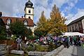 Rund 160 Wanderer haben sich auf den Weg gemacht, um als Erste den neuen Kulturweg bei Giebelstadt, Sulzdorf und Ingolstadt zu erkunden. Das Bild zeigt die Gruppe am Dorfweiher von Sulzdorf. Foto: Gerhard Meißner