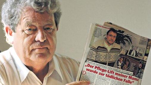 Tragischer Unfall: Rechtsanwalt Hans Weiß mit der Ausgabe der Zeitschrift Neue Post, die als erste über den Bad Kissinger Vorfall berichtete.