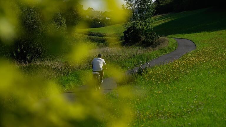 Unterwegs auf dem Werntal-Radweg im Landkreis Main-Spessart: Gerade morgens oder abends, wenn die Sonne tief steht, ist das Naturerlebnis im Werntal besonders intensiv. Also am besten früh starten. Unterwegs auf dem Werntal-Radweg im Landkreis Main-Spessart: Gerade morgens oder abends, wenn die Sonne tief steht, ist das Naturerlebnis im Werntal besonders intensiv. Also am besten früh starten.