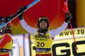 Ski alpin Weltcup in Madonna di Campiglio       -  Der Bulgare Albert Popov feiert seinen Sieg.