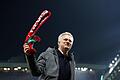 Jubel       -  United-Trainer José Mourinho feiert nach dem Spiel den Finaleinzug. Foto: Martin Rickett