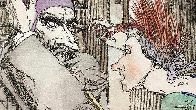 Detail aus der Illustration von Klaus Ensikat zu Goethes &bdquo;Faust&ldquo;.