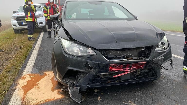 Zu einem Auffahrunfall bei Alitzheim wurde wegen des dichten Nebels auch die Feuerwehr gerufen.