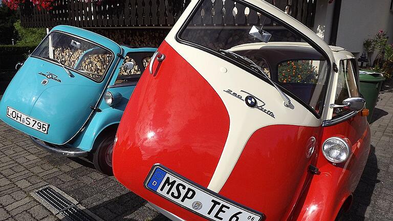 Seit 40 Jahren gibt es das landschaftbezogene Autokennzeichen „MSP“. Noch einmal zehn Jahre älter waren zum Zeitpunkt dieser Aufnahme im Jahr 2012 diese beiden „BMW Isetta“, von denen die hintere sogar noch ein Lohrer Nummernschild trägt. Seit 40 Jahren gibt es das landschaftbezogene Autokennzeichen „MSP“. Noch einmal zehn Jahre älter waren zum Zeitpunkt dieser Aufnahme im Jahr 2012 diese beiden „BMW Isetta“, von denen die hintere sogar noch ein Lohrer Nummernschild trägt.