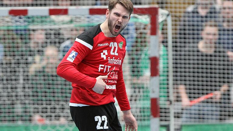 Max Brustmann, hier in einem Spiel seines Heimatvereins DJK Rimpar Wölfe gegen den TV Großwallstadt am 16. Februar 2019, könnte drei Jahre nach seinem Karriereende in der Zweiten Handball-Bundesliga ein zumindest kurzes Comeback geben: für den TVG.&nbsp;