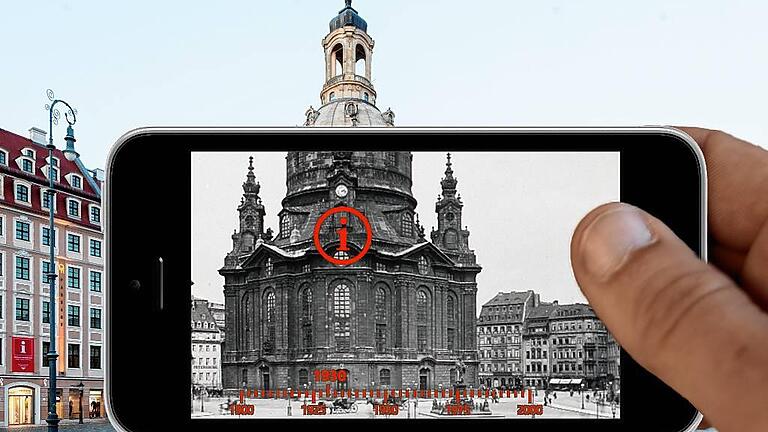 Das ist die Vision: Auf dem Platz vor der Frauenkirche alte Fotos und neues Wissen aufs Smartphone bekommen.