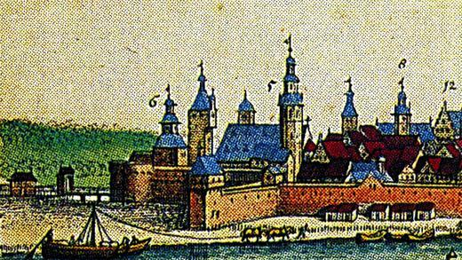 Treideln auf dem Main: Ausschnitt aus Matthäus Merian, 1646/48, Ansicht der Stadt Schweinfurt.