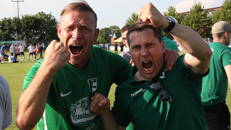 Ganz so überschwänglich wie nach dem gewonnenen Relegationsspiel gegen Fatschenbrunn fiel der Jubel beim SV-DJK Unerspiesheim (Archivbild) über das 5:2 gegen den TSV Grafenrheinfeld nicht aus.