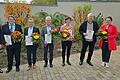 Landrat Florian Töpper (von links) mit den Geerten Alfred Neubauer, Horst Werner, Norbert Meier, Barbara Behr, Ludwig Sendner und der ersten Bürgermeisterin Nicole Weissenseel-Brendler.