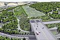 So soll der Trog auf der A 3 künftig aussehen: Während der Bauzeit der neuen Autobahnbrücke müssen Radler und Fußgänger auf die Heuchelhofstraße ausweichen. Sie bekommen eine eigene Spur.
