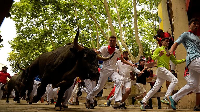 &bdquo;Sanfermines&rdquo;-Fest in Pamplona       -  Die berühmteste Stierhatz Spaniens findet in Pamplona statt. (Archivbild)