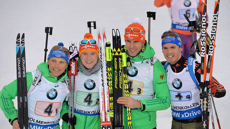 Silber-Quartett       -  Erik Lesser, Benedikt Doll, Arnd Peiffer und Simon Schempp (v.l.) holten WM-Silber. Foto: Hendrik Schmidt