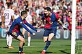 FC Barcelona - FC Girona       -  Robert Lewandowski (r) feiert einen Doppelpack.