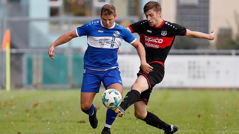 Kevin Weidner (links, hier mit Max Engel vom TSV Lengfeld) im Kleinrinderfelder Trikot: Dort sowie in Rimpar und Lengfeld spielte der 28-Jährige in der Landesliga. Aktuell ist er als Spieler bei der (SG) Hettstadt/Greußenheim in der Kreisklasse aktiv.