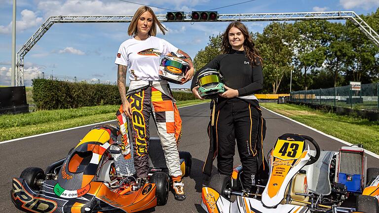 Seit ihrer Kindheit fahren (v. links) Lisa DePhillips und Marie Reinstein Kart. Beide legten für mehrere Jahre eine Pause ein; die Leidenschaft für den Motorsport verschwand jedoch nie und so fanden sie wieder zurück zu ihrem Hobby.