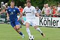 Drei Bayernliga-Spiele hat Aufsteiger TSV Karlburg (rechts mit Tim Wagner, verfolgt von Fabio Gobbo vom Würzburger FV) hinter sich, bisher steht lediglich ein Punkt zu Buche.