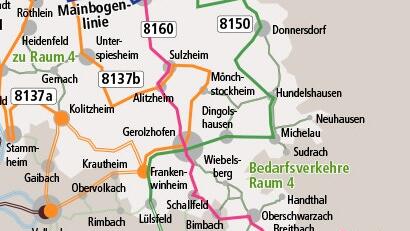 Die Idee: So könnten im südlichen Landkreis die Routen der neuen vier Hauptbuslinien verlaufen.