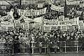 Die Gebietsreform in Unterfranken in den 1970er Jahren blieb nicht ohne Proteste: Das Bild zeigt die Demonstration Tausender Lohrerinnen und Lohrer in München. Sie wollten, dass Lohr und nicht Karlstadt Sitz der Kreisverwaltung für Main-Spessart wird.