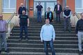 Verabschiedung mit Abstand: Die ausscheidenden Bischofsheimer Stadträte und Bürgermeister Georg Seiffert. Das Bild zeigt hinten von links: Alfred Thalheimer, Günter Faulstich und Georg Seiffert. Mitte von links: Joachim Schmidt, Thea Schmidt und Edgar Schöppner. Vorne von links: Rudi Büttner, Steffen Räder und Arvid Löflund. Es fehlt auf dem Bild Andreas Griebel.