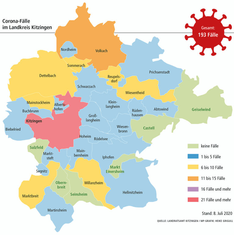 Corona-Landkarte: Welche Orte bisher betroffen waren