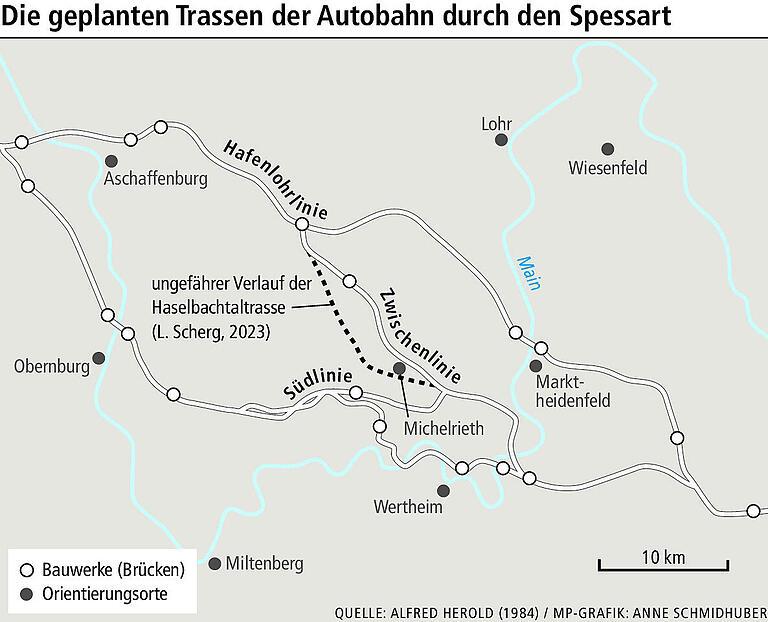 Geschichte der Spessart-Autobahn: Als eine Trasse durch das landschaftlich schöne Hafenlohrtal geplant war Geschichte der Spessart-Autobahn: Als eine Trasse durch das landschaftlich schöne Hafenlohrtal geplant war