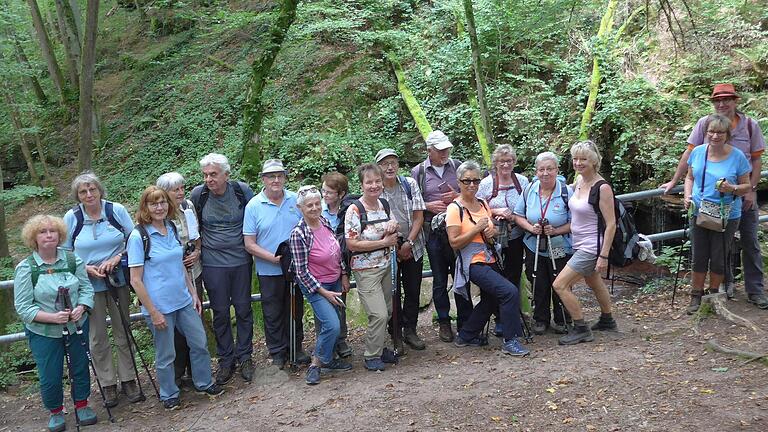 Die Wandergruppe am Trettsteiner Wasserfall.