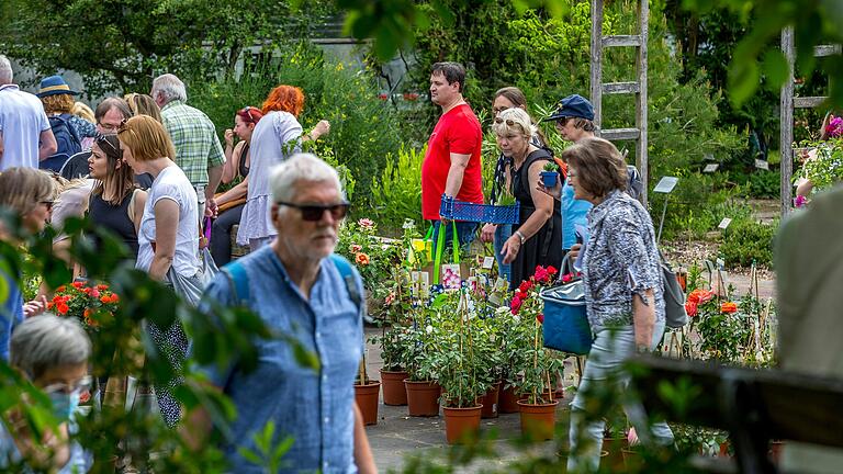 Sorgt immer für Besucherandrang: die Pflanzenbörse im Botanischen Garten Würzburg, hier 2022. Sorgt immer für Besucherandrang: die Pflanzenbörse im Botanischen Garten Würzburg, hier 2022.