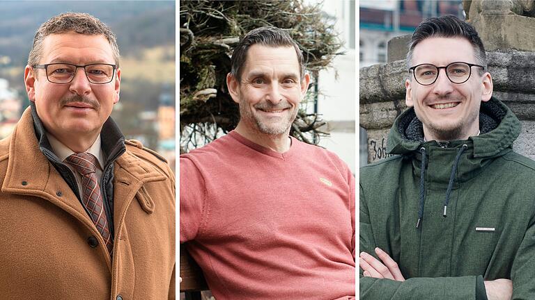 Heribert Übelacker, Dirk Stumpe und Jan Marberg (von links) kandidieren für das Bürgermeisteramt in Bad Brückenau.