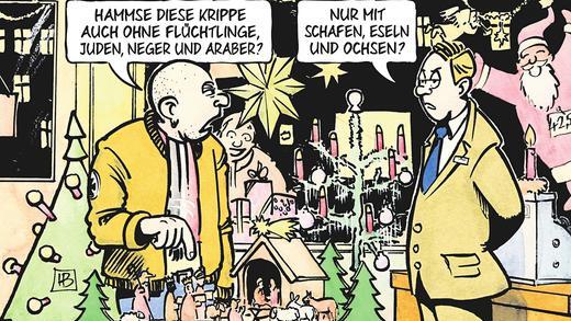 Der Leseranwalt: Kann man die Karikatur einer Weihnachtskrippe wirklich so gründlich missverstehen?