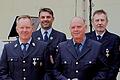 Diese aktiven Wehrleute erhielten das staatlichen Ehrenabzeichen (von links): KBI Peter Pfaff, Bürgermeister Walter Ziegler, Norbert Trützel, Vorsitzender des Feuerwehrvereins, Stefan Strätz, Gerhard Studtrucker, Edgar Karl, Wilhelm Will und Kommandant Bernhard Scharting.
