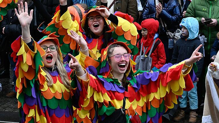 In Unterfranken wird Faschingsnarren auch 2025 wieder einiges geboten, zum Beispiel der Faschingszug in Würzburg.