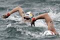 Schwimm-WM 2019       -  Auf dem Weg zur Silbermedaille: Finnia Wunram (hinten) während des 25-Kilometer-Rennens.