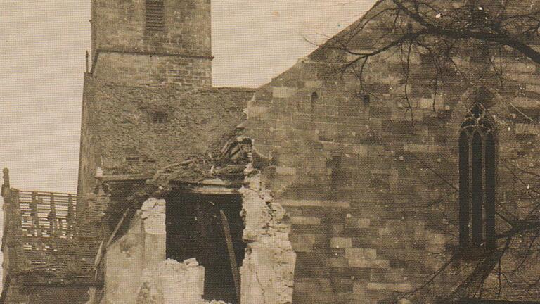 Am 24. Februar wurde hier Johanniskirche, das älteste Gebäude Schweinfurts von Bomben schwer getroffen.