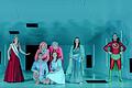 Die Badische Landesbühne spielt am 14 . Januar in Wertheim das Schauspiel 'Wir sind noch einmal davongekommen'von Thornton Wilder. Das Foto zeigt das Ensemble mit Cornelia Heilmann, Lukas Maria Redemann, Evelyn Nagel,Frank&nbsp; Siebert, Madeline Hartig, Nadine Pape und Thilo Langer.