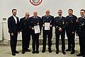 Auf dem Foto 1. BGM Manuel Kneuer, 1. Vorsitzender Thomas Rückert, Holger Gessner, Matthias Schober, Rudolf Graner, 2. Kdt. Nico Schober und 1. Kdt. Tobias Riedl.