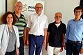 Besuch der Grünen beim Himmelstadter Spezialist für Schimmel und Bauschäden, dem Peridomus Institut (von links): Kerstin Celina, Landtagsabgeordnete, Gerhard Kraft, Kreisrat, Dr. Gerhard Führer, Institutsleiter, Wolfgang Tröster, Stadtrat, und Landtagskandidat Gregor Münch, Kandidat.