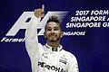 Formel 1: Großer Preis von Singapur       -  Mercedes-Pilot Lewis Hamilton bejubelt seinen Sieg beim Großen Preis von Singapur.