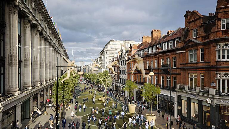 Londoner Oxford Street soll Fußgängerzone werden       -  So könnte die Oxford Street in wenigen Jahren aussehen.