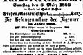 Inserat im &bdquo;Lohrer Anzeiger&ldquo; anno 1866 zu einem humoristischen Theaterstücke mit dem Thema &bdquo;Gefangennahme der Zigeuner&ldquo;.