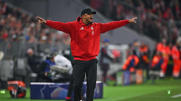 Bayern München - Paris Saint-Germain - Dirigent am Spielfeldrand: Bayern-Trainer Vincent Kompany. Bayern München - Paris Saint-Germain - Dirigent am Spielfeldrand: Bayern-Trainer Vincent Kompany.