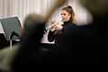 Gewinnerin Patricia Vörös&nbsp; bei der Matinée der Preisträgerinnen und Preisträger des Bertold-Hummel-Wettbewerbs in der Hochschule für Musik in Würzburg.&nbsp;