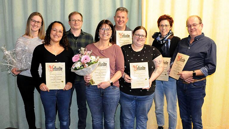 Auf dem Foto (von links): Niki Gold, Gennylou Schreiber, Sandro Gold, Sabine Beitel, Alexander Kunz, Tina Beitel, Claudia Koch, Uwe Sauer. Es fehlt Jürgen Beitel.&nbsp;