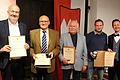 Beim Festakt am Freitag im Alten Rathaus verlieh Bürgermeister Thorsten Wozniak (rechts) Bürgermedaillen in Gold und Silber an (von links) Klaus Vogt, Winfried Ernst, Rudolf Kühl und Roland Feller.