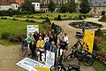 Gruppenbild von links: Dr. Rosa Karl (Cisterscapes), Markus Hammrich (Fachbereich Mobilität), Daniel Vinzens (Bürgermeister Ebrach), Landrat Johann Kalb, Johannes Maciejonczyk (Bürgermeister Burgebrach), Thea Schellakowsky-Weinsheimer (Fachbereich Mobilität), Alexandra Baier (Cisterscapes), dahinter Johannes Polenz (Bürgermeister Burgwindheim).